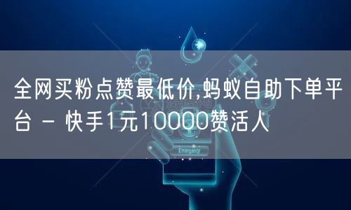 全网买粉点赞最低价,蚂蚁自助下单平台 - 快手1元10000赞活人