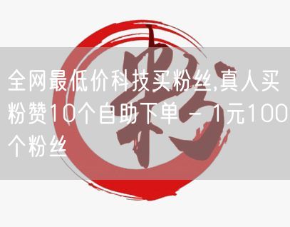 全网最低价科技买粉丝,真人买粉赞10个自助下单 - 1元100个粉丝