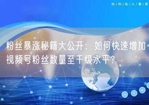 粉丝暴涨秘籍大公开：如何快速增加视频号粉丝数量至千级水平？