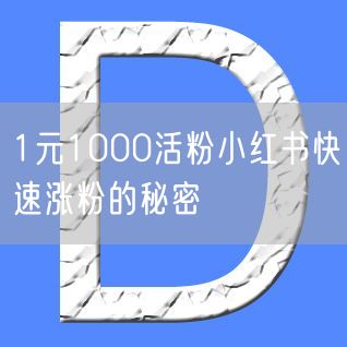 1元1000活粉小红书快速涨粉的秘密